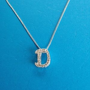 Necklace Initial D Silver Valentines Christmas Birthday Gift